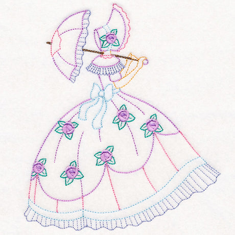 Umbrella Girl with Roses (Vintage)