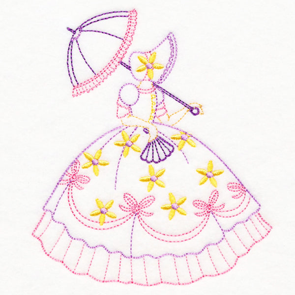 Umbrella Girl with Daisies (Vintage)