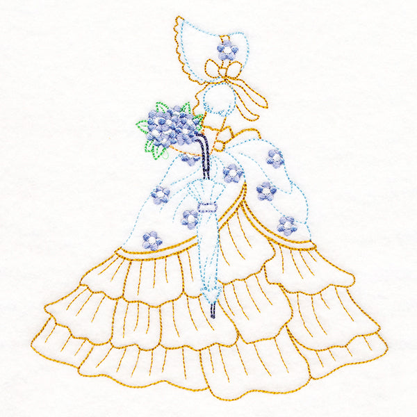 Umbrella Girl with Forget-Me-Nots (Vintage)
