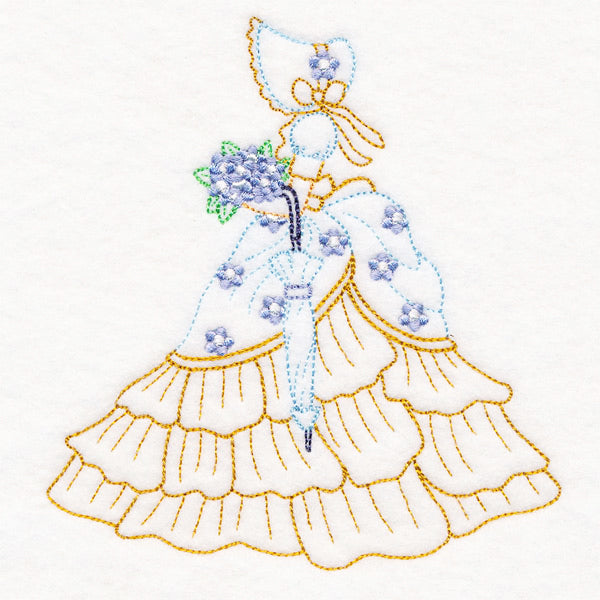 Umbrella Girl with Forget-Me-Nots (Vintage)