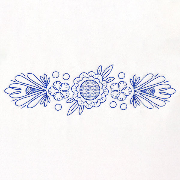 Budding Sunflower Border (Bluework)