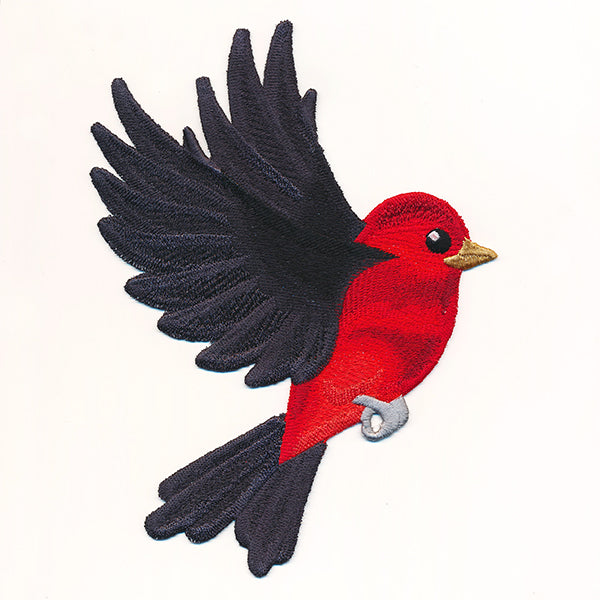Free-Flying Scarlet Tanager (In-the-Hoop)