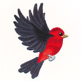 Free-Flying Scarlet Tanager (In-the-Hoop)