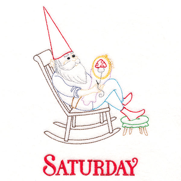 Embroidering Gnome on Saturday (Vintage)