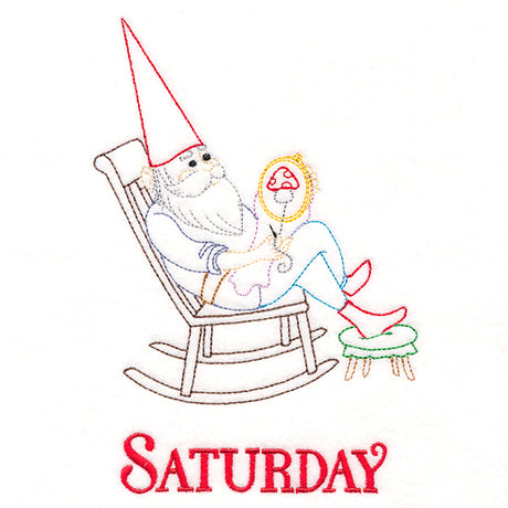 Embroidering Gnome on Saturday (Vintage)