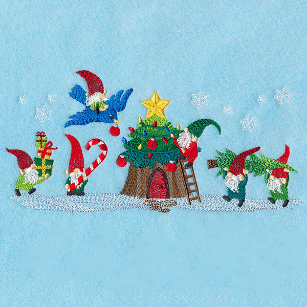 Christmas Village Gnomes Border