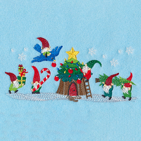 Christmas Village Gnomes Border