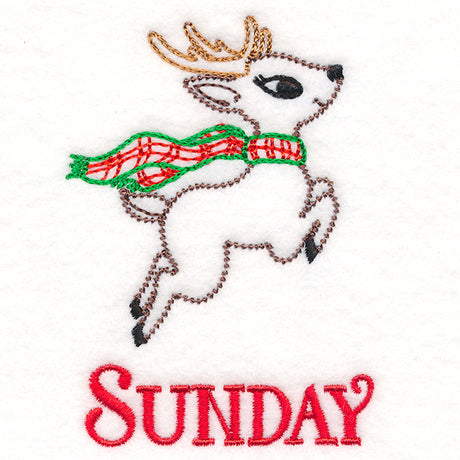 Retro Reindeer with Scarf on Sunday (Vintage)