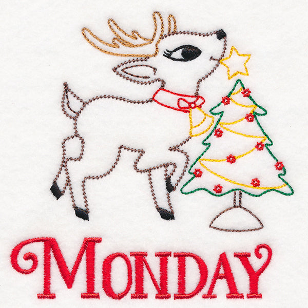 Retro Reindeer with Tree on Monday (Vintage)