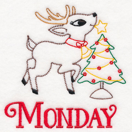 Retro Reindeer with Tree on Monday (Vintage)