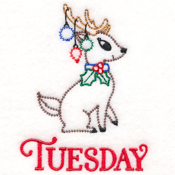 Retro Reindeer with Ornaments on Tuesday (Vintage)