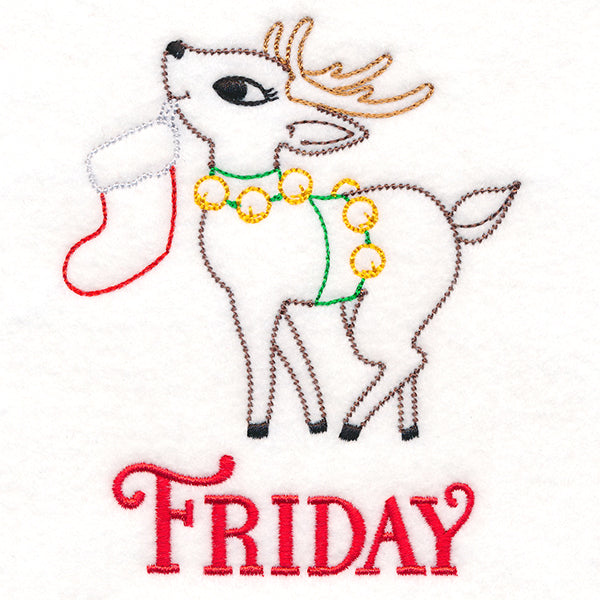 Retro Reindeer with Stocking on Friday (Vintage)