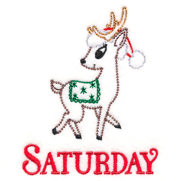 Retro Reindeer with Santa Hat on Sunday (Vintage)