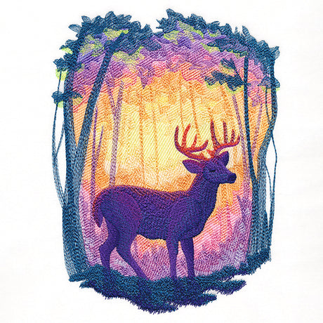 Radiant Sunset Deer Scene