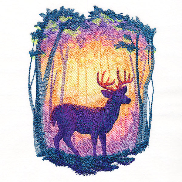 Radiant Sunset Deer Scene