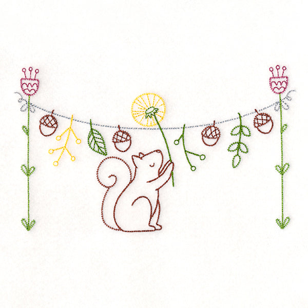 Woodland Clothesline with Squirrel (Vintage)