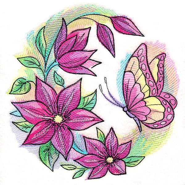 Clematis Blooms Butterfly