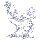 Barnyard Etchings - Hen and Chick