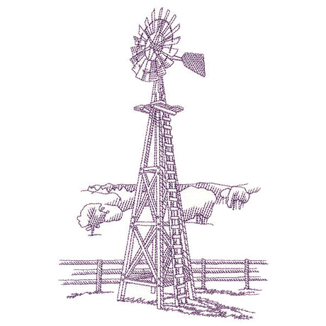 Barnyard Etchings - Windmill