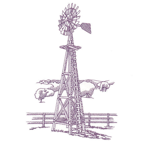 Barnyard Etchings - Windmill