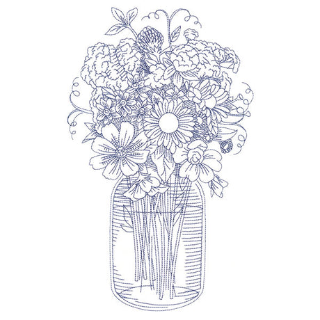 Barnyard Etchings - Mason Jar Bouquet