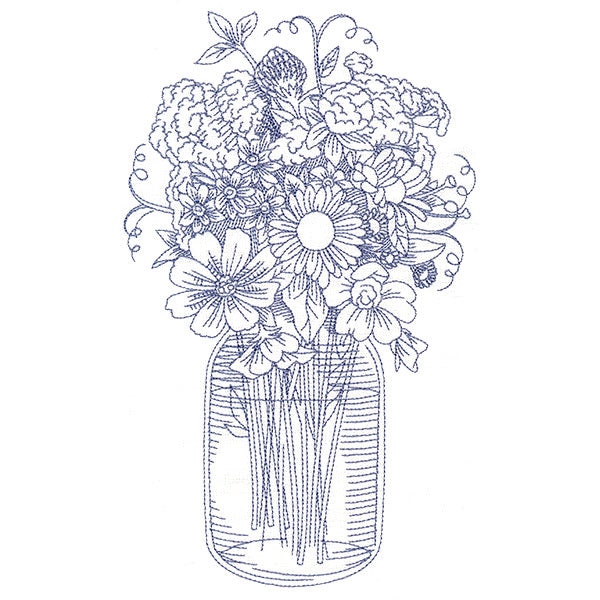 Barnyard Etchings - Mason Jar Bouquet