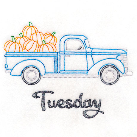 Retro Truck With Pumpkins on Tuesday (Vintage)