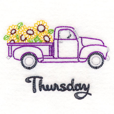 Retro Truck With Sunflowers on Thursday (Vintage)