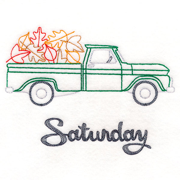 Retro Truck With Leaves on Saturday (Vintage)