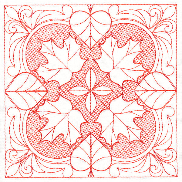 Autumn Beauty Square - Maple Leaf (Trapunto)