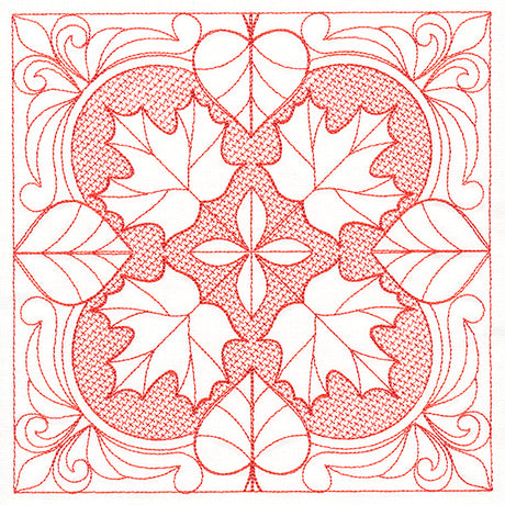 Autumn Beauty Square - Maple Leaf (Trapunto)