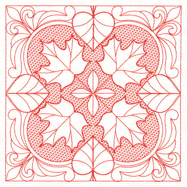 Autumn Beauty Square - Maple Leaf (Trapunto)