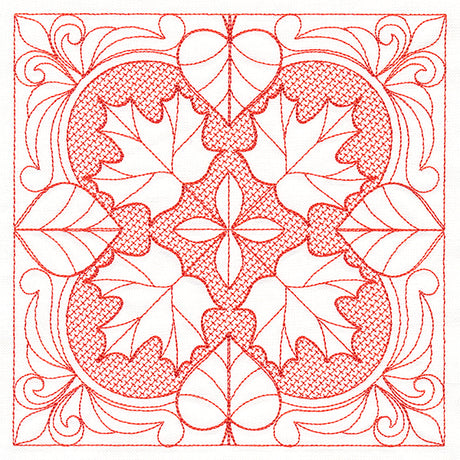 Autumn Beauty Square - Maple Leaf (Trapunto)
