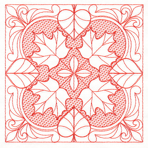 Autumn Beauty Square - Maple Leaf (Trapunto)