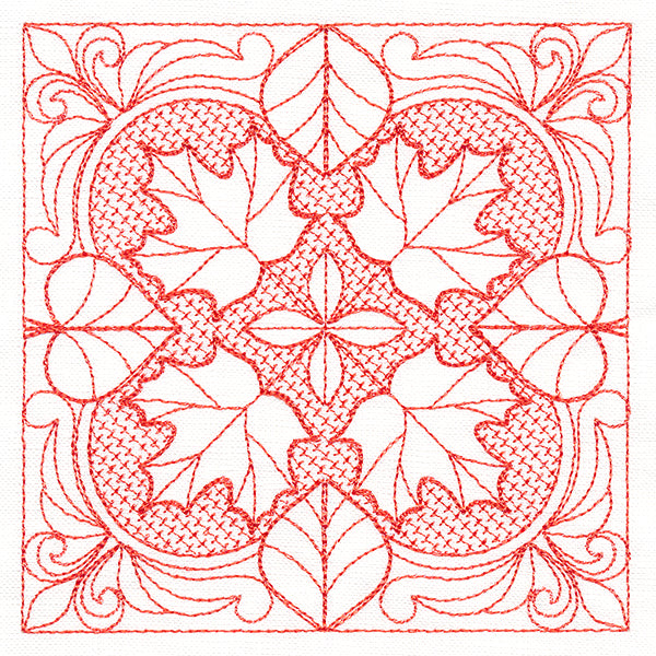 Autumn Beauty Square - Maple Leaf (Trapunto)