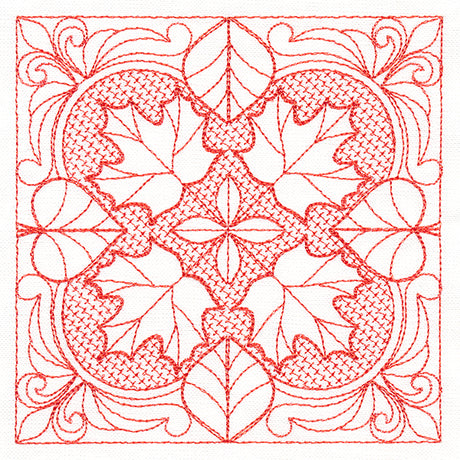 Autumn Beauty Square - Maple Leaf (Trapunto)