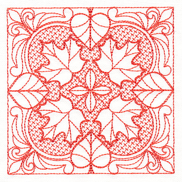 Autumn Beauty Square - Maple Leaf (Trapunto)