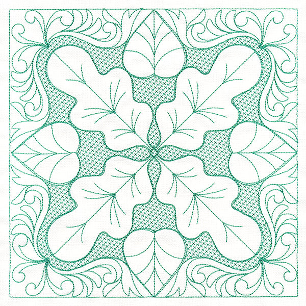 Autumn Beauty Square - Oak Leaf (Trapunto)