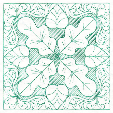 Autumn Beauty Square - Oak Leaf (Trapunto)