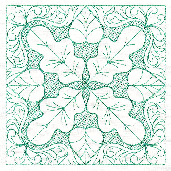 Autumn Beauty Square - Oak Leaf (Trapunto)