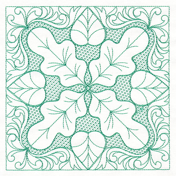 Autumn Beauty Square - Oak Leaf (Trapunto)