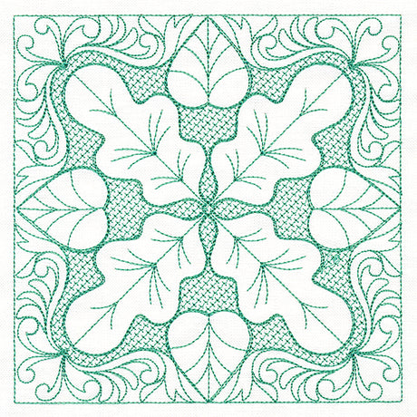 Autumn Beauty Square - Oak Leaf (Trapunto)