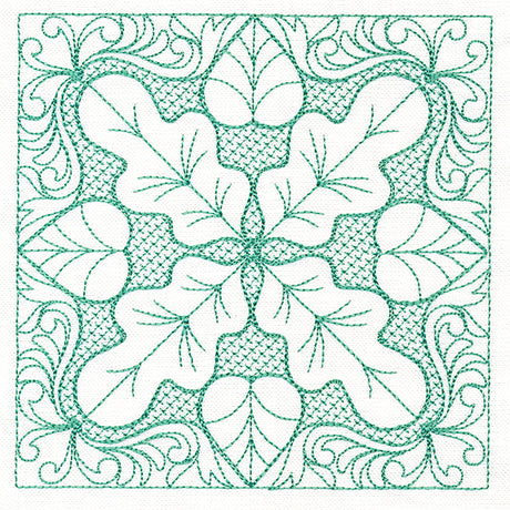 Autumn Beauty Square - Oak Leaf (Trapunto)