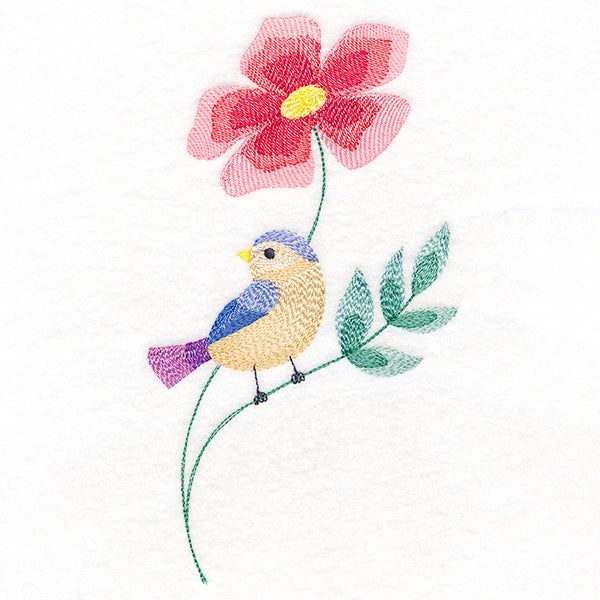 Charming Bird Perched on Petals