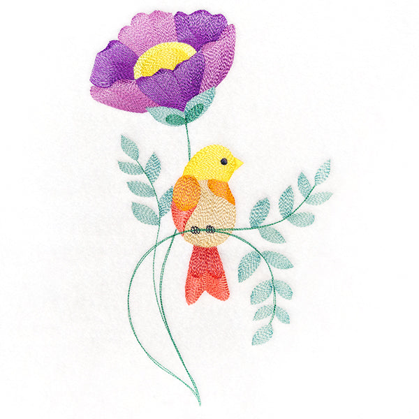 Sweet Bird Perched on Petals