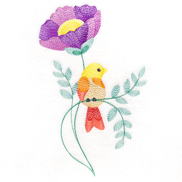 Sweet Bird Perched on Petals