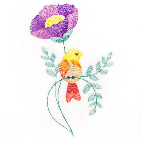 Sweet Bird Perched on Petals