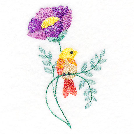 Sweet Bird Perched on Petals