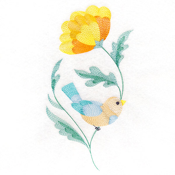 Cute Bird Perched on Petals