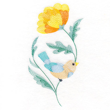 Cute Bird Perched on Petals